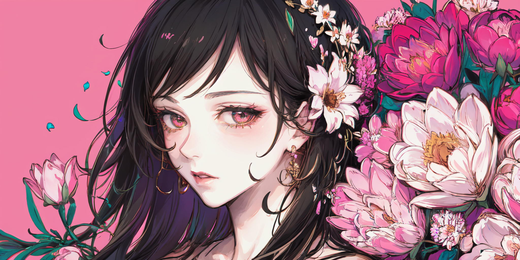 00011-843203639-3915-style by NTY, a woman, infected face, flowers, flower armor, colorful background, cluttered,  _lora_PsychoMode_0.7_.png